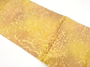 枝花に尾長鳥模様織り出し　名古屋帯